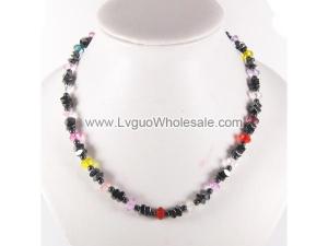 Multi-Color Glass Crystal Beads and Hematite Beads Necklace